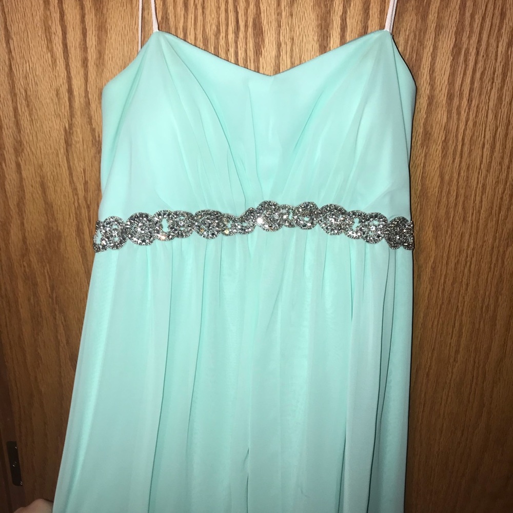 High low aqua prom dress vintage 2000’s